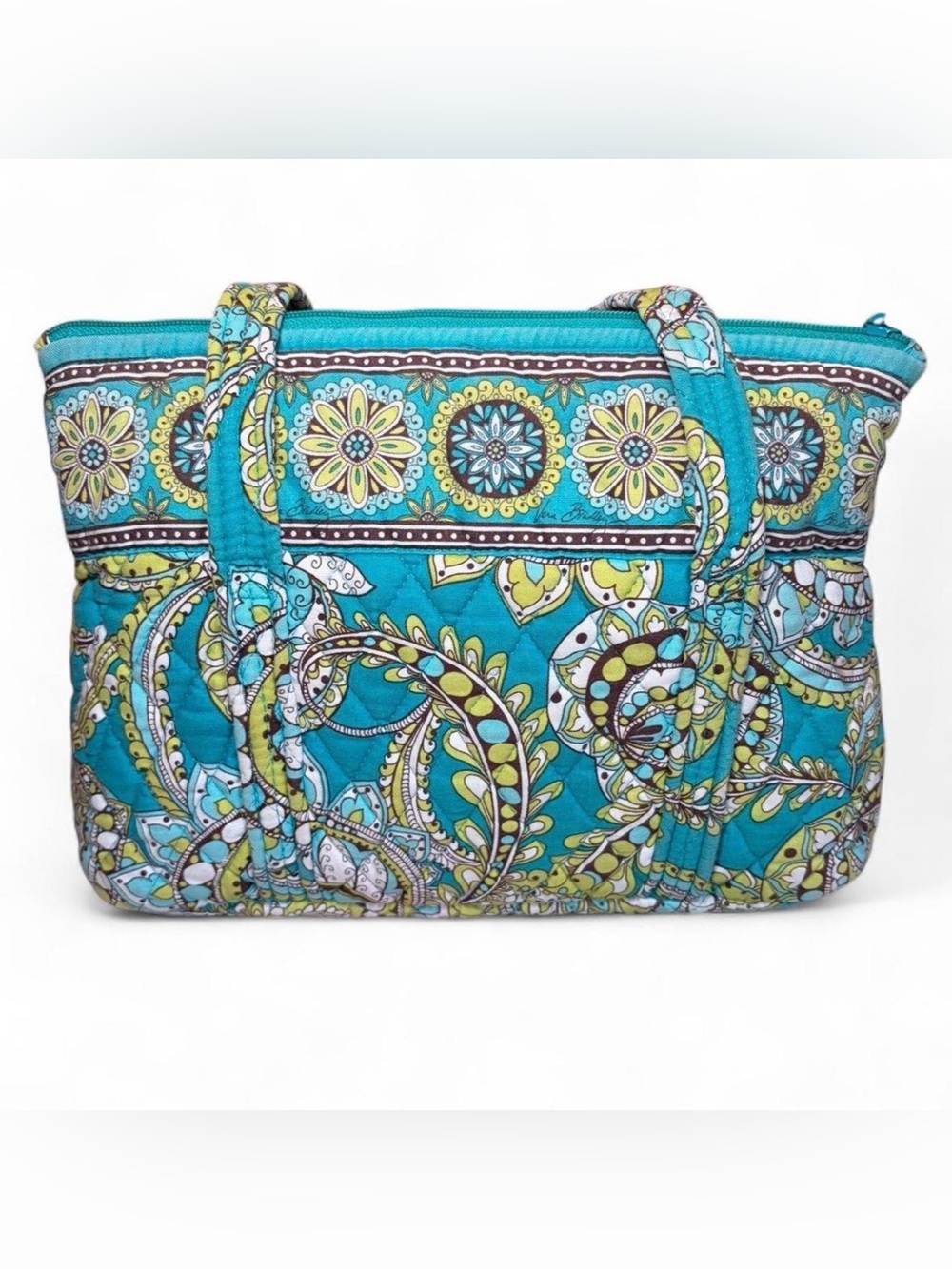Vintage Y2K Vera Bradley Shoulder Bag Purse in Peacock Paisley Blue Green - Picture 2 of 5